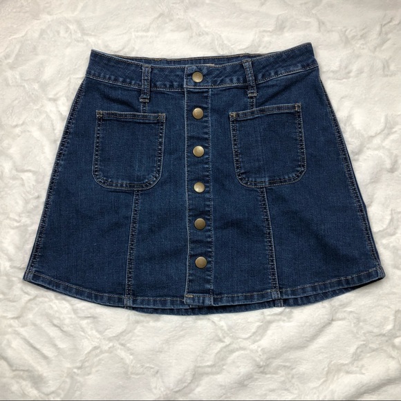 Altar’d State Button Front Blue Jean Mini Skirt size XS - Picture 3 of 7